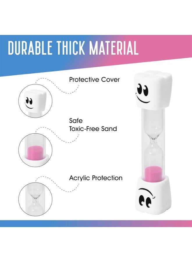 2 Minute Toothbrush Sand Timer for Kids -Set of 2 Small Blue and Pink Smiley Hour Glass - Image 3